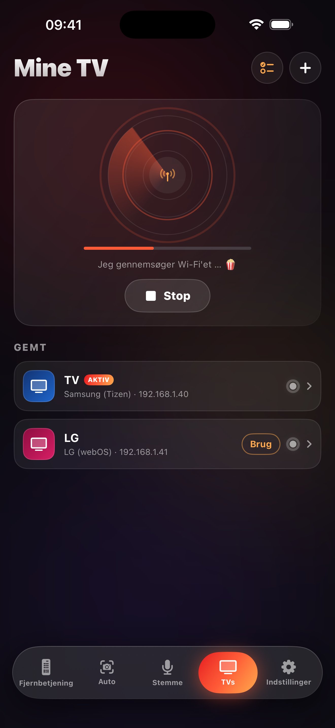 LazyBinger tv-søgeskærm