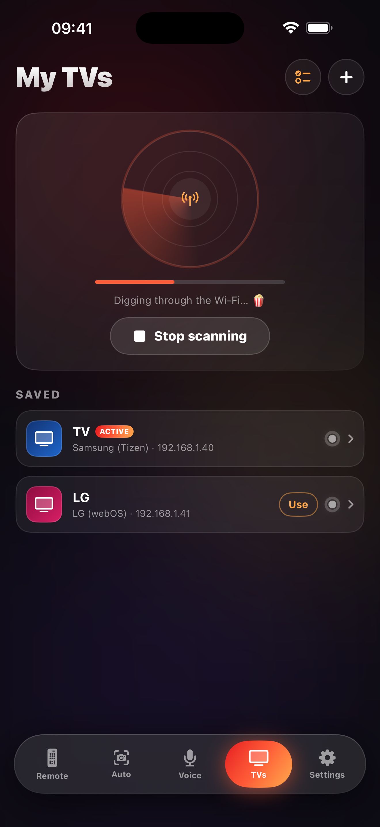 LazyBinger TV discovery screen