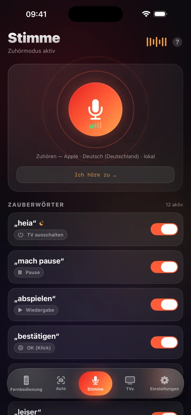 LazyBinger-Sprachmodus mit den Zauberwörtern