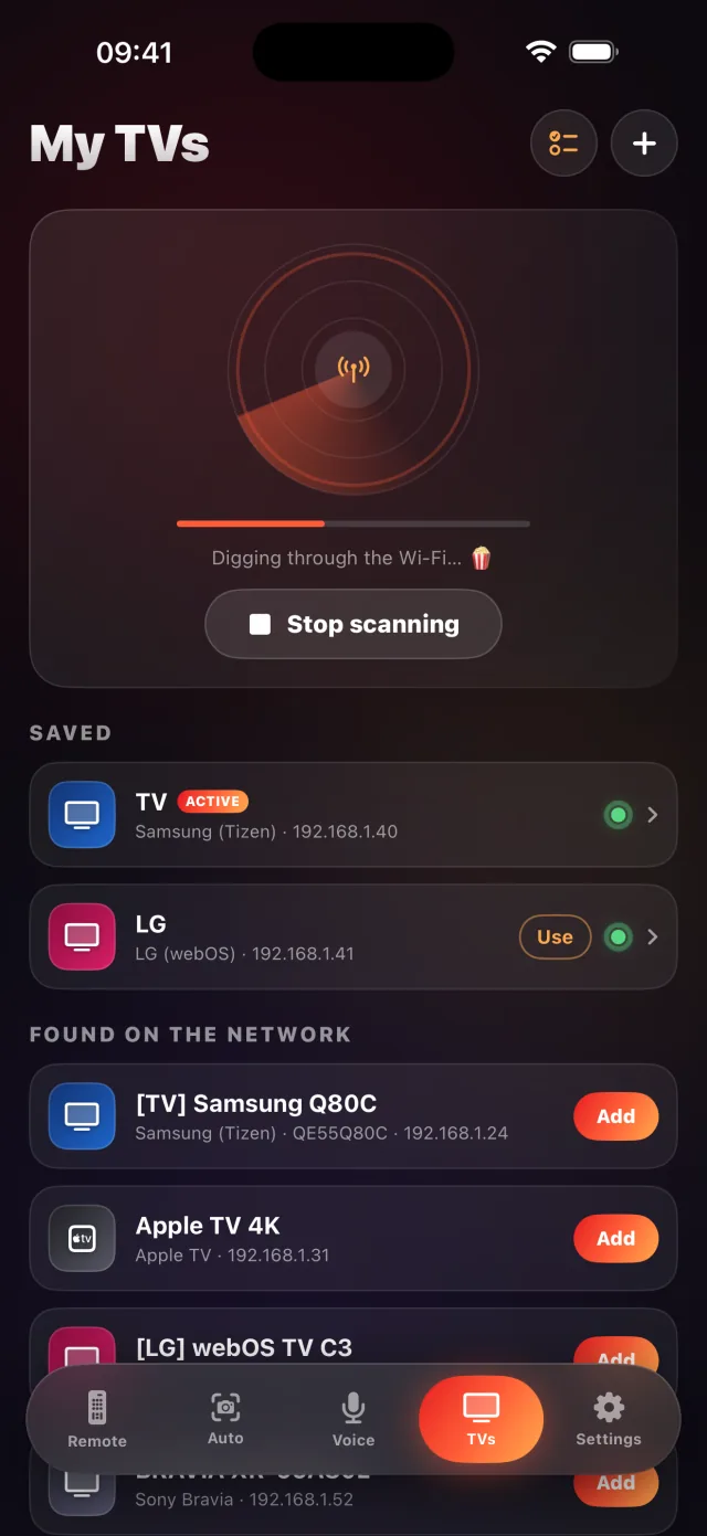 LazyBinger TV discovery screen
