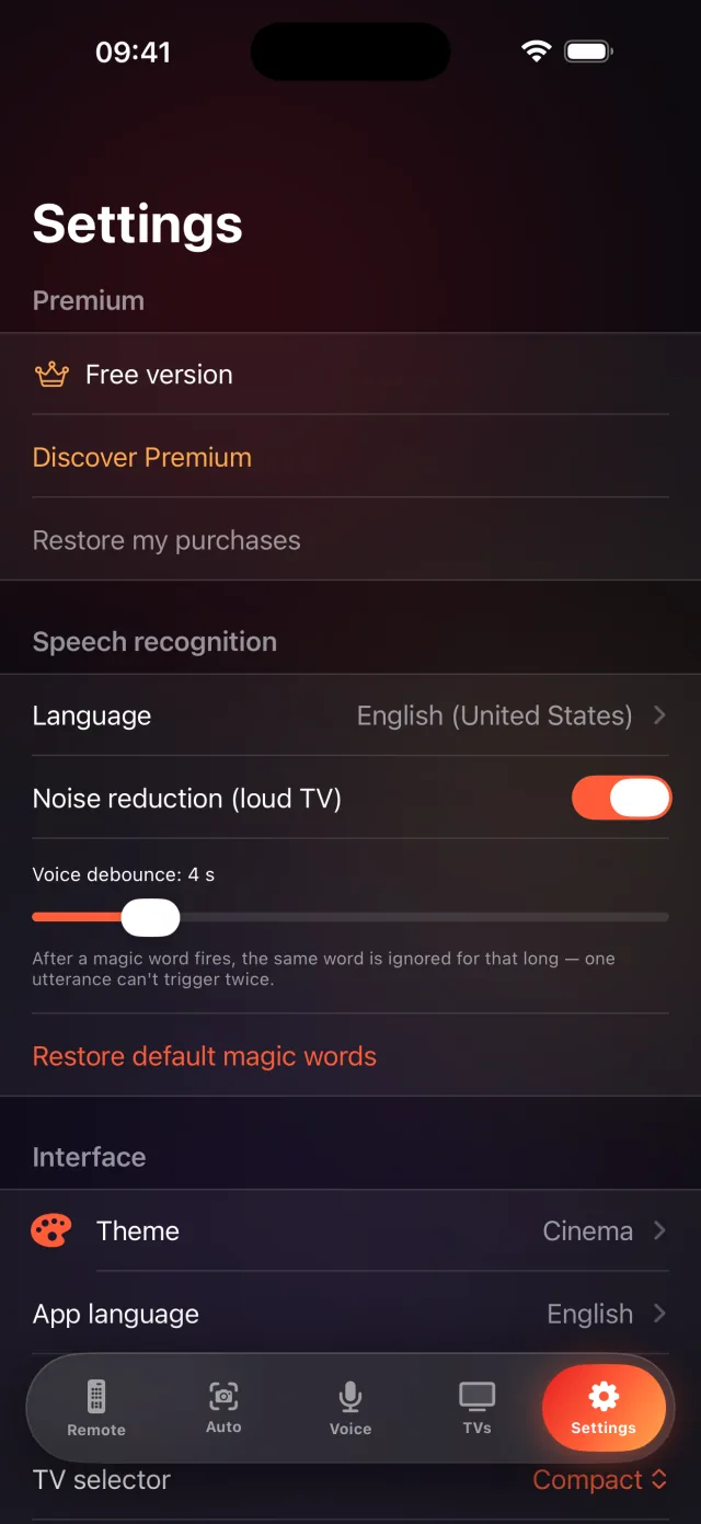 LazyBinger settings screen