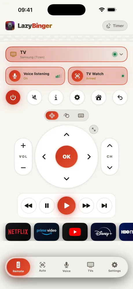 LazyBinger remote screen — Paper