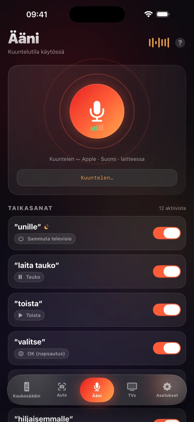LazyBingerin puhetilan näkymä taikasanoineen