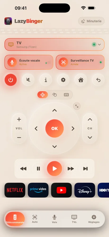 Écran télécommande de LazyBinger — Champagne
