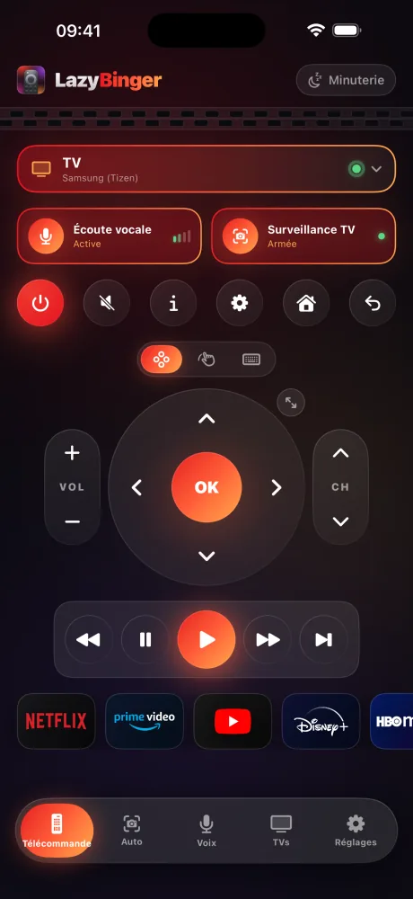 Écran télécommande de LazyBinger — Cinéma