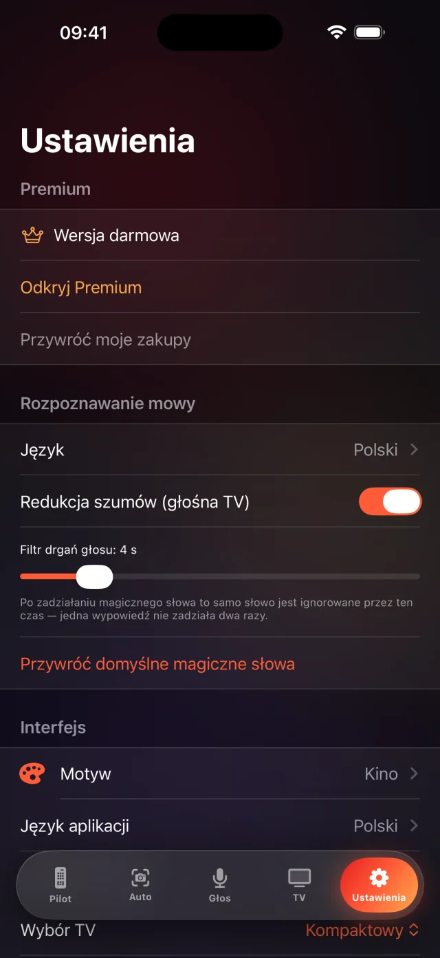 Ekran ustawień LazyBinger